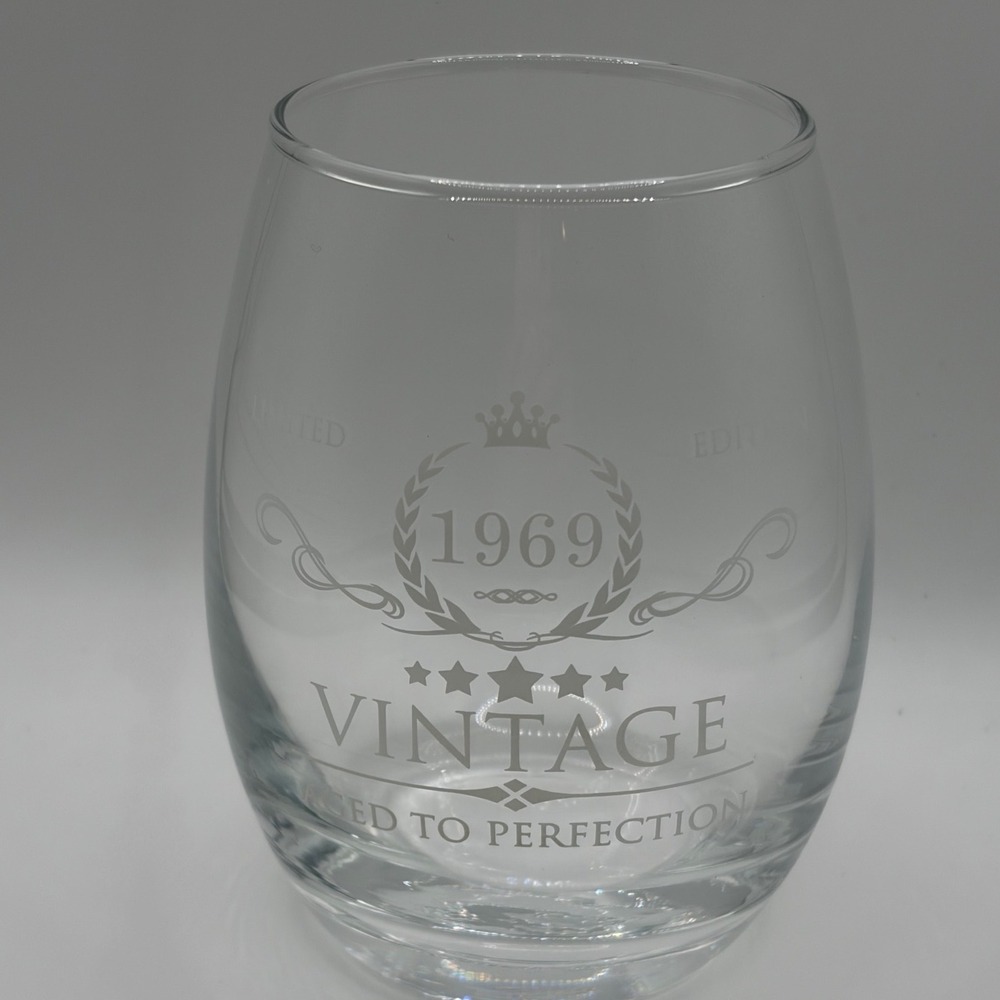 1969 Aged to Perfection Stemless Wine Glass 55th Birthday Gift NEW with box